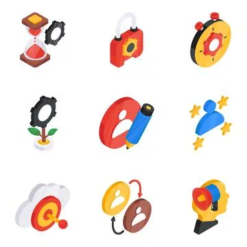 Set of Development Flat Icons Stock Illustration
