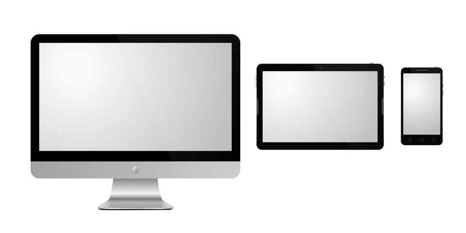 Set of devices on white background. Vector illustration. Stock Illustration