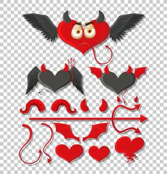 Set of devil and angel object decor Stock Illustration