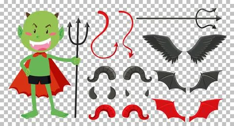 Set of devil and angel object decor Illustrazione stock