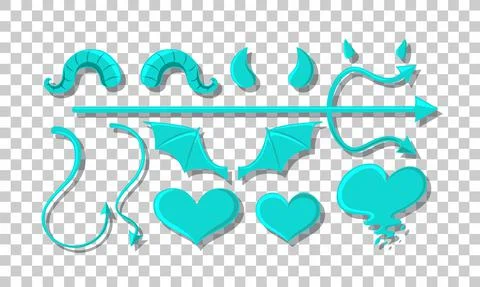 Set of devil and angel object decor Stock Illustration