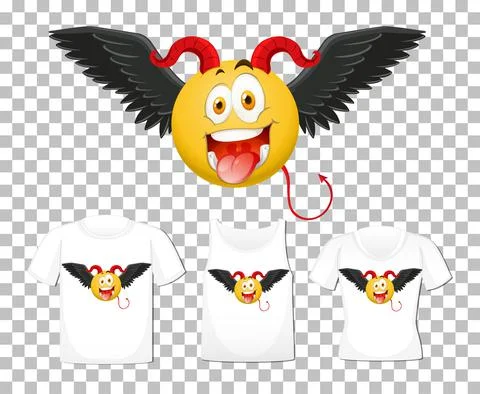 Set of devil emoticon with facial expression on shirt mockup Stock Illustration