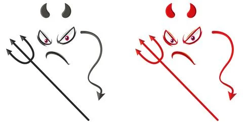 Set of devil facial expression for decor Stock Illustration