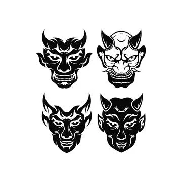 Set of devil head Stock Illustration