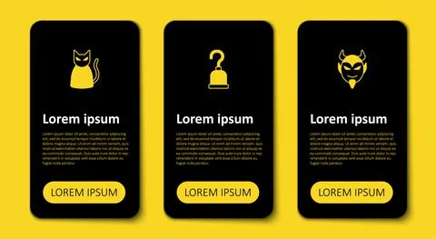 Set Devil head, Pirate hook and Black cat. Business infographic template. Vector Stock Illustration