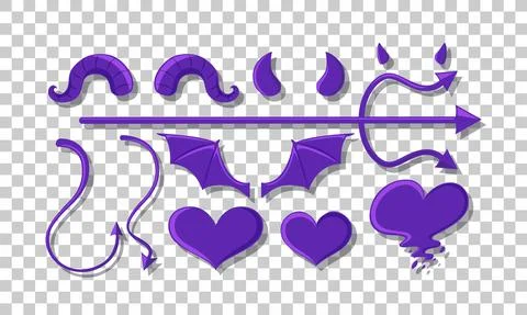 Set of devil object decor Stock Illustration
