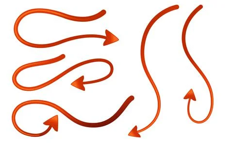 Set of devil tail collection of red different shapes satan's tail carnival pa Stock Illustration