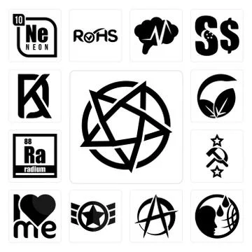 Set of devil's, , anarchist, air force, soviet, radium, vegan vs vegetarian,  Free Stock Illustration