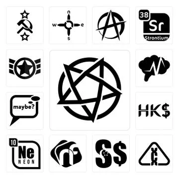 Set of devil's, carcinogen, singapore dollar, nf, neon, hong kong maybe, epil Free Stock Illustration