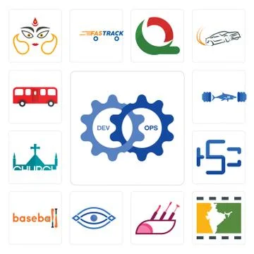 Set of devops, bollywood, makeup artist, eye, baseball, hsc, church, gymshark Free Stock Illustration