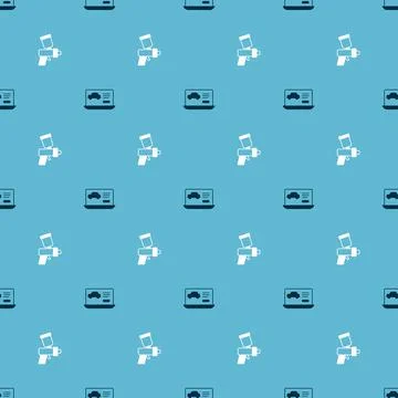 Set Diagnostics condition of car and Paint spray gun on seamless pattern. Vector Stock Illustration