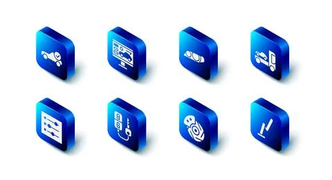 Set Diagnostics condition of car, Car headlight, transporter truck, Windscree Illustrazione stock