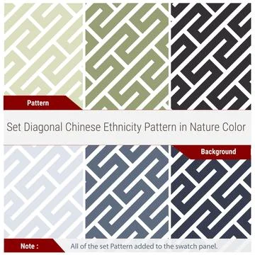 Set Diagonal Chinese Ethnicity Pattern in Nature Color Stock Illustration