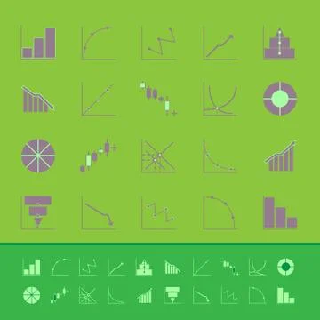 Set of diagram and graph color icons Stock Illustration
