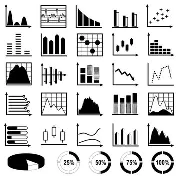 Set of diagrams and graphs Stock Illustration