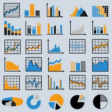 Set of diagrams and graphs Stock Illustration