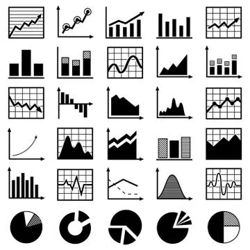 Set of diagrams and graphs Stock Illustration