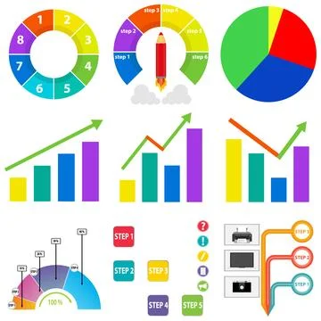 A set of diagrams and graphs Illustrazione stock