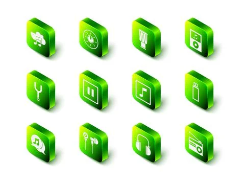 Set Dial knob level technology settings, Drum, Music player, USB flash drive Stock Illustration