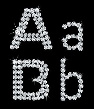 Set of diamond alphabetic letters . Vector Stock Illustration