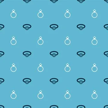 Set Diamond engagement ring and  on seamless pattern. Vector Stock Illustration