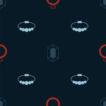 Set Diamond engagement ring, Gem stone and Bracelet jewelry on seamless pattern Stock Illustration
