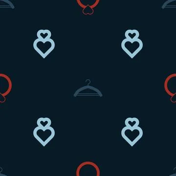 Set Diamond engagement ring, Hanger wardrobe and Heart on seamless pattern... Stock Illustration