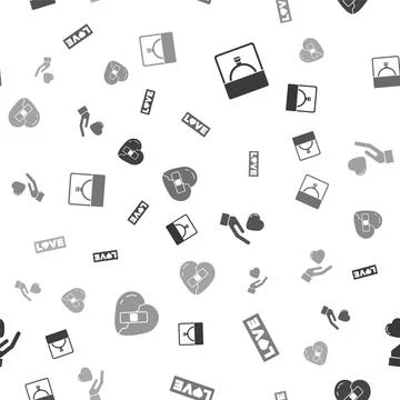 Set Diamond engagement ring, Love text, Heart hand and Healed broken heart on Stock Illustration