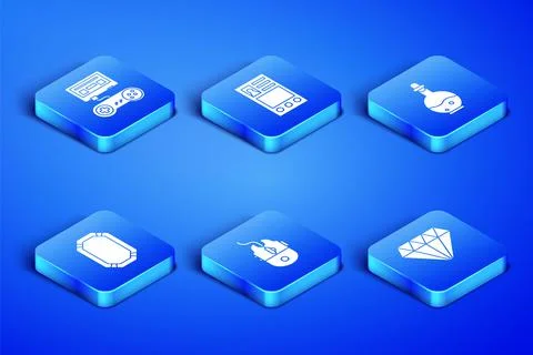 Set Diamond, Game console with joystick, Computer mouse gaming, Poker table Stock Illustration