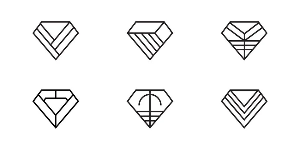 Set of diamond geometric logo vector design Stock Illustration