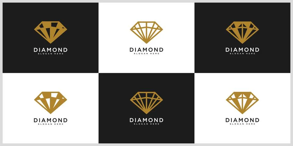 Set of diamond logo vector designs template Stock Illustration