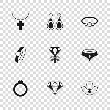 Set Diamond, Necklace, mannequin, Stud earrings, Bracelet jewelry, Christia.. Stock Illustration