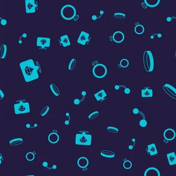 Set Diamond, Wedding ring, engagement and Piercing on seamless pattern. Vector Illustrazione stock