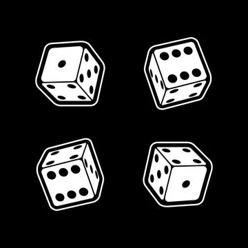 Set of dice on black background. Vector Stock-Illustration