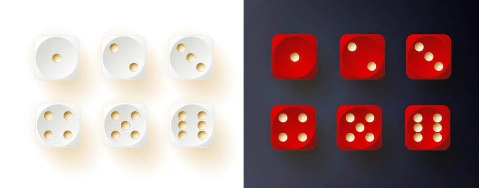 Set of dices in different colors. Vector Stock Illustration