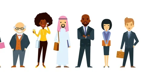 Set of diferent drawn workers animation appearing on white background. Stock Footage 103869519