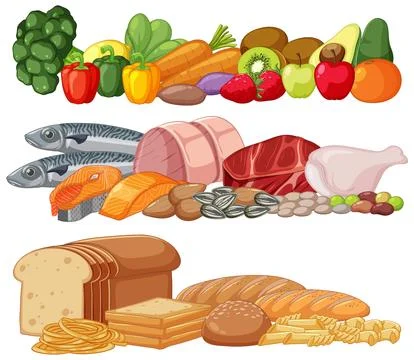 Set of difference food group Stock Illustration