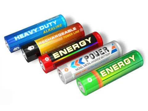 Set of different AA batteries Stock-Illustration