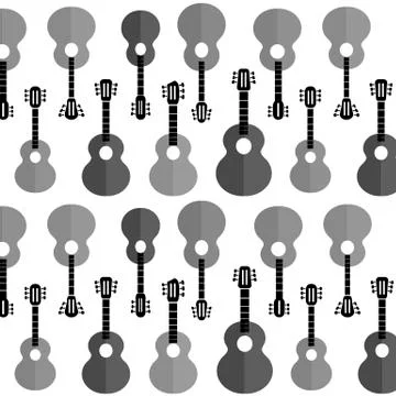 Set of Different Acoustic Guitars Silhouettes Stock Illustration