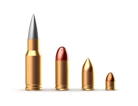 Set of different ammo shells. Isolated on white Stock Illustration