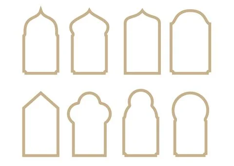 Set of different arched windows or doors Stock Illustration