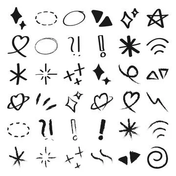 Set of different arrows and speech bubbles, hand drawing elements, doodles,.. Stock Illustration