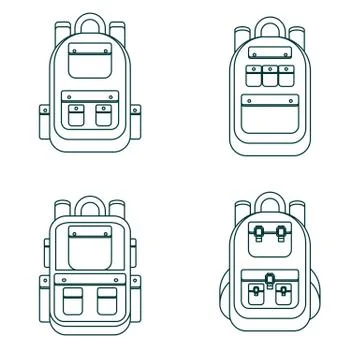 Set of different backpacks Stock Illustration