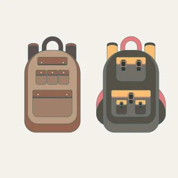 Set of different backpacks Stock Illustration
