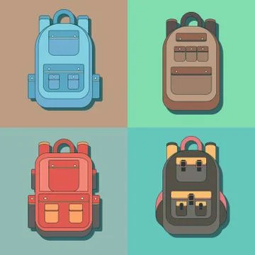Set of different backpacks Stock Illustration