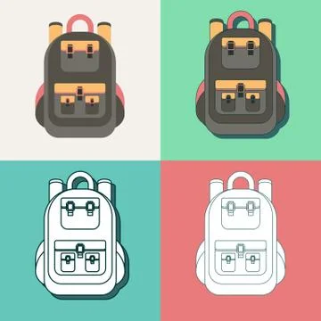 Set of different backpacks Stock Illustration