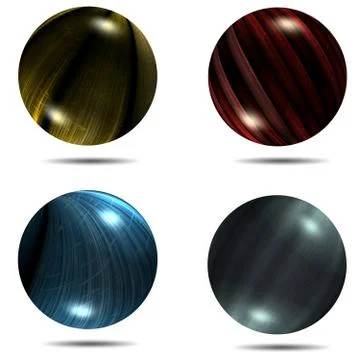 Set of different balls with mapped texture and shadow  Stock Illustration