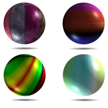 Set of different balls with mapped texture and shadow  Stock Illustration