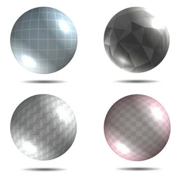 Set of different balls with mapped texture and shadow 7 Stock Illustration