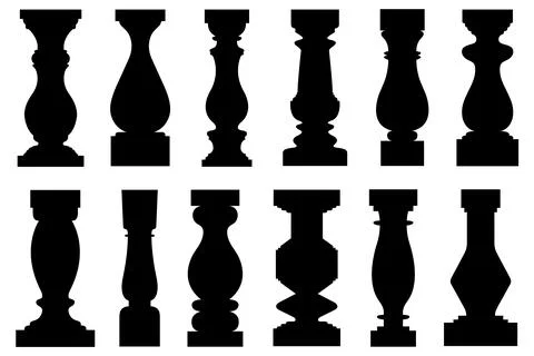 Set of different balusters Stock Illustration